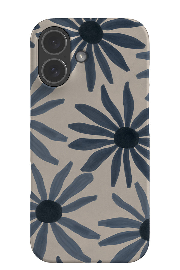 bold daisy snap phone case with large, blue hand painted flowers