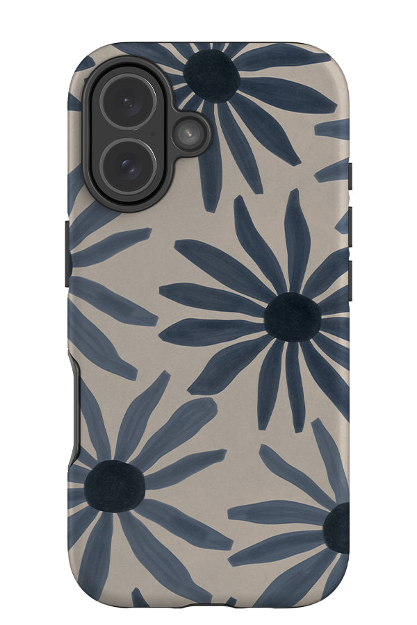 bold daisy tough phone case with large, blue hand painted flowers