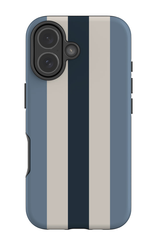 Bold Line stripe tough phone case with abold, multicolour blue linear pattern
