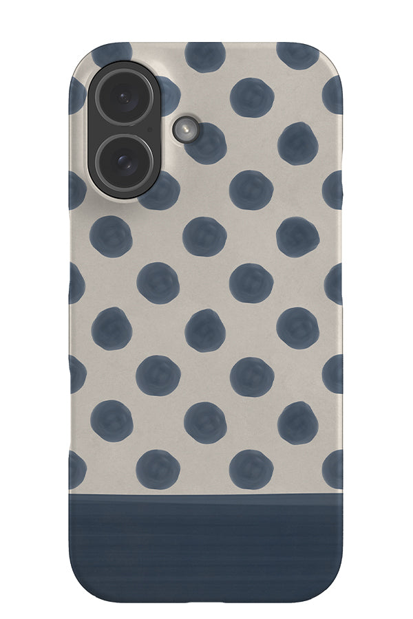Bold marker dot block snap phone case with a beige base, blue polka dot and a colour block