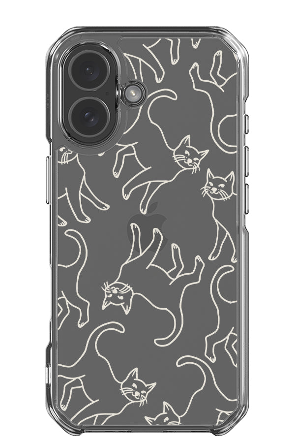 Cat line art clear impact phone case with cute line art cats in beige