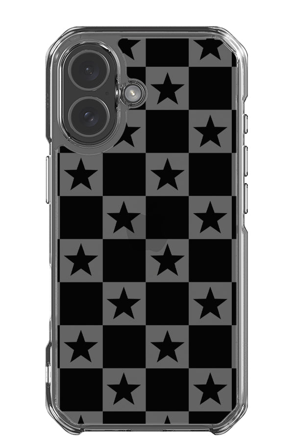 check star clear impact phone case with black squares and stars