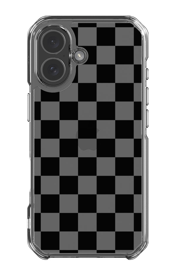 classic check clear impact phone case with black and transparent squares