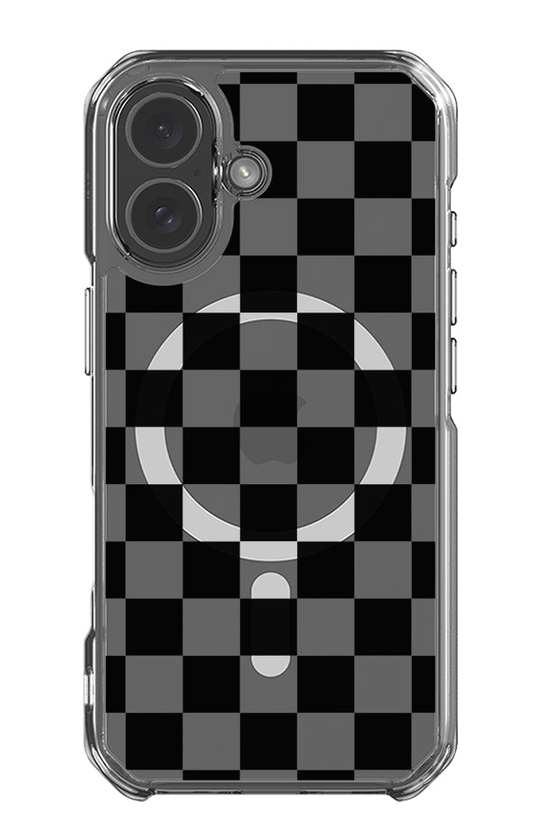 classic check clear impact MagSafe phone case with black and transparent squares