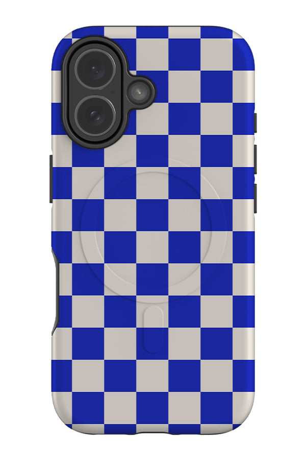 Classic Check MagSafe phone case with a modern checkered pattern in blue and white