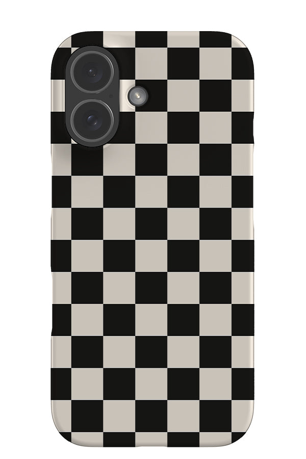 classic check snap phone case with clean checkered pattern in black and white