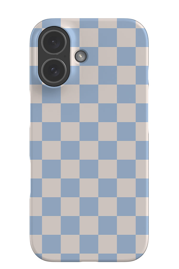 classic check snap phone case with clean checkered pattern in blue and white
