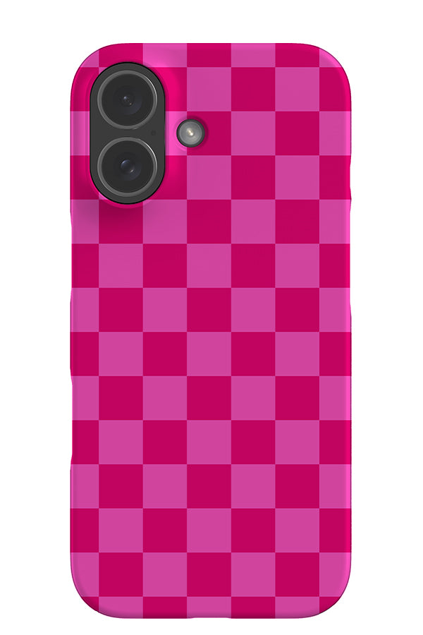 classic check snap phone case with clean checkered pattern in light and dark pink