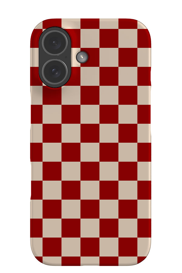 classic check snap phone case with clean checkered pattern in red and beige