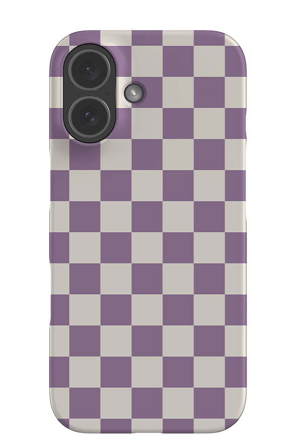 Classic check snap phone case with a modern checkered battern in lilac and white