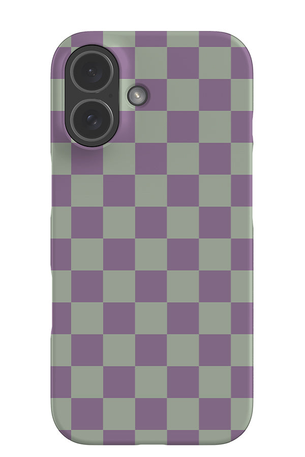 classic check snap phone with a checkered pattern in lilac and light green
