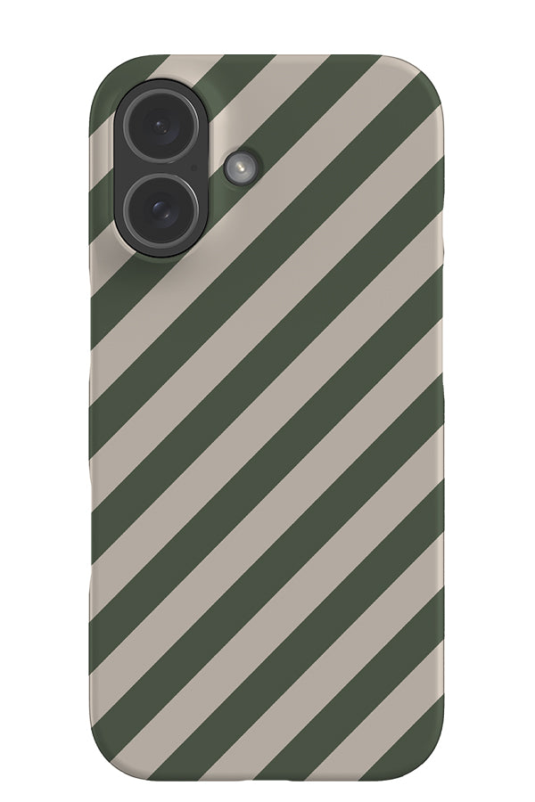 classic diagonal stripes snap phone case with green and beige stripes