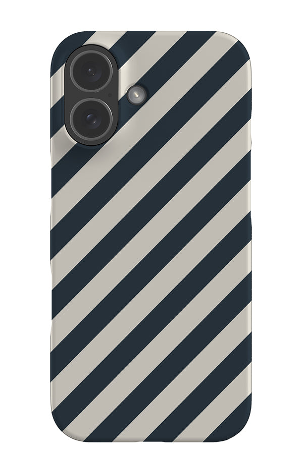 classic diagonal stripes snap phone case with dark blue and white stripes