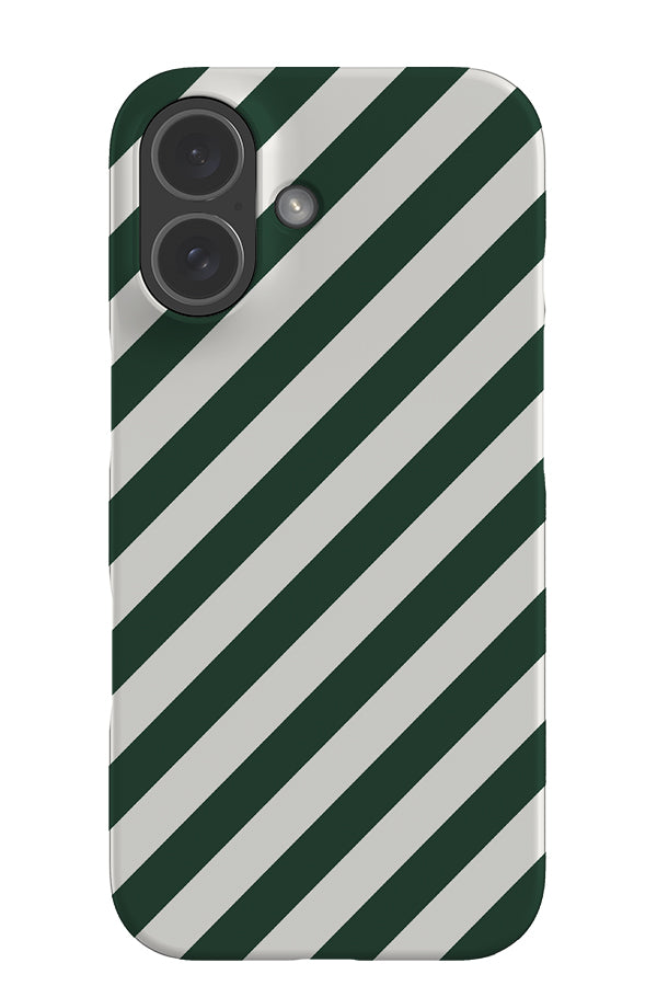 classic diagonal stripes snap phone case with dark green and white stripes