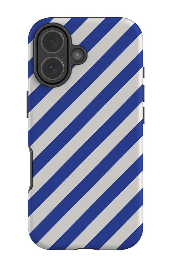 classic diagonal stripes tough phone case with blue and white stripes