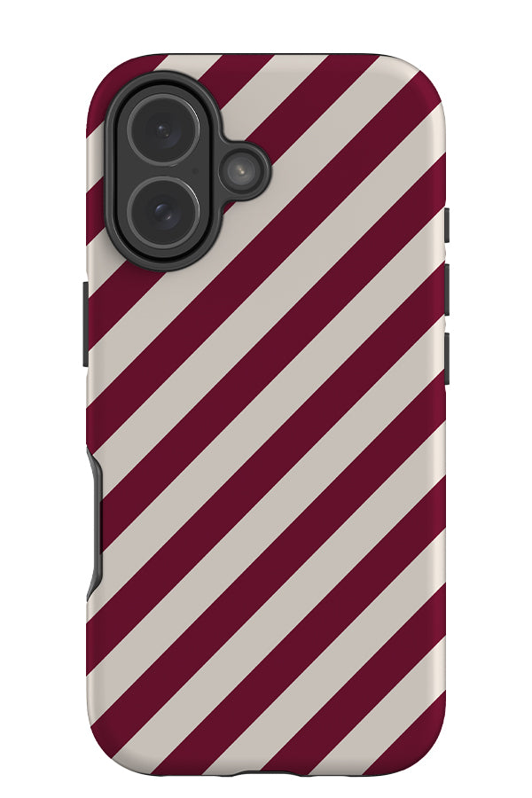 classic diagonal stripes tough phone case with red and white stripes