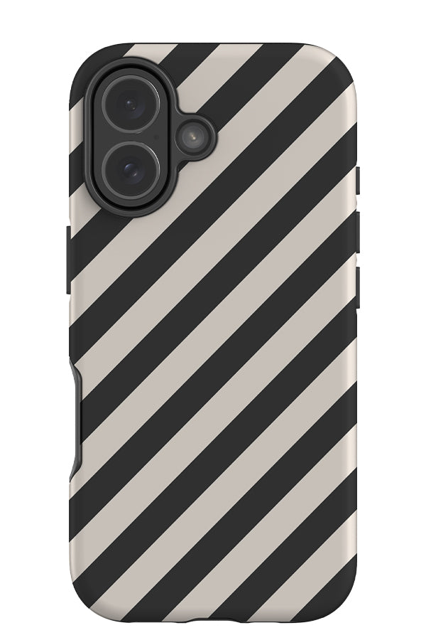 classic diagonal stripes tough phone case with black and white stripes