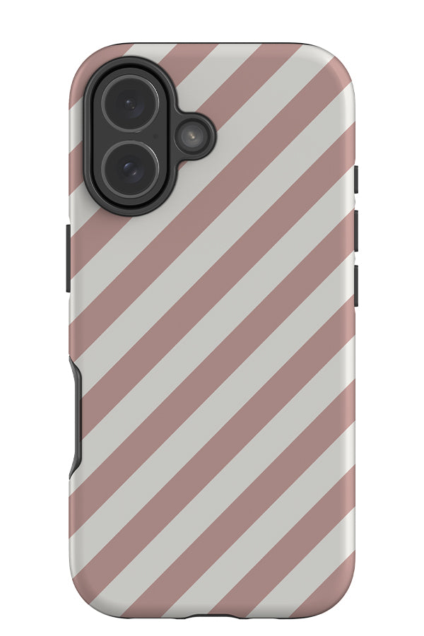 classic diagonal stripes tough phone case with pink and white stripes