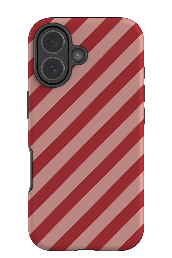 classic diagonal stripes tough phone case with pink and red stripes
