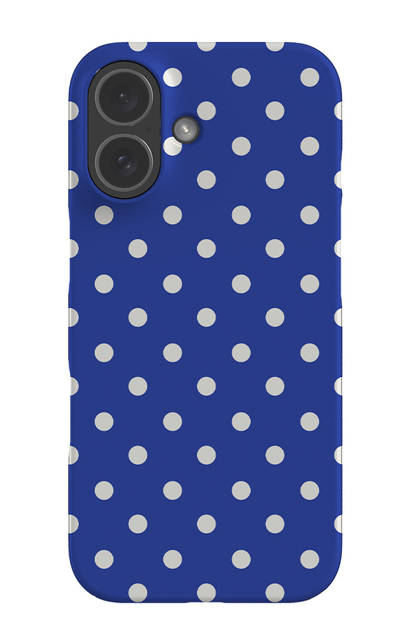 classic dots snap phone case with a blue background and white uniform neat dots