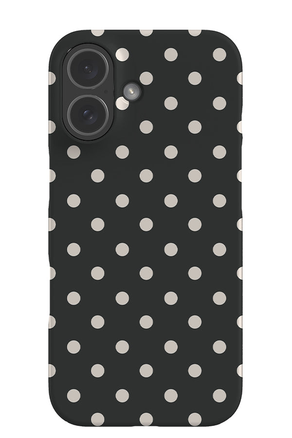 classic dots snap phone case with a dark grey background with white dots