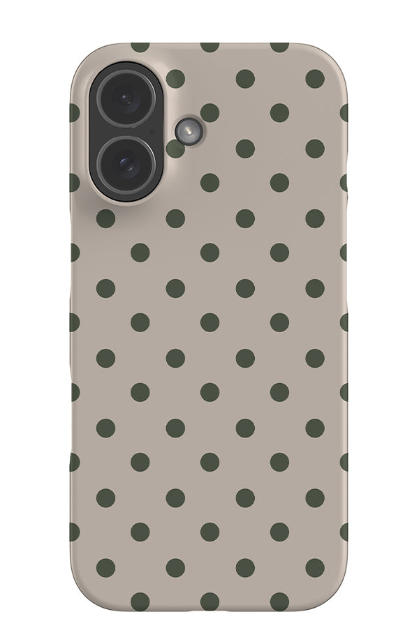 classic dots snap phone case with a beige background with green uniform dots