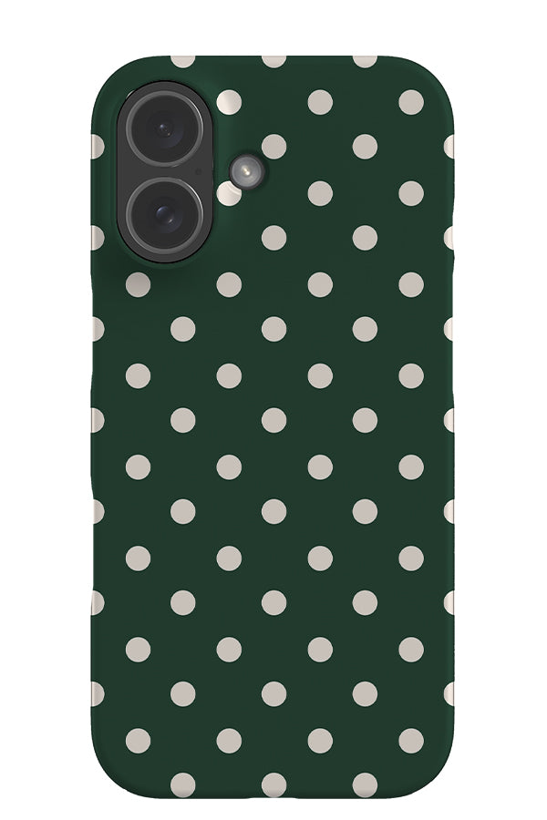 classic dots snap phone case with a green background and white dots