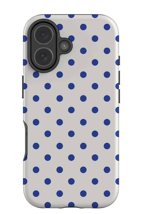classic dots tough phone case with a white background and blue uniform neat dots