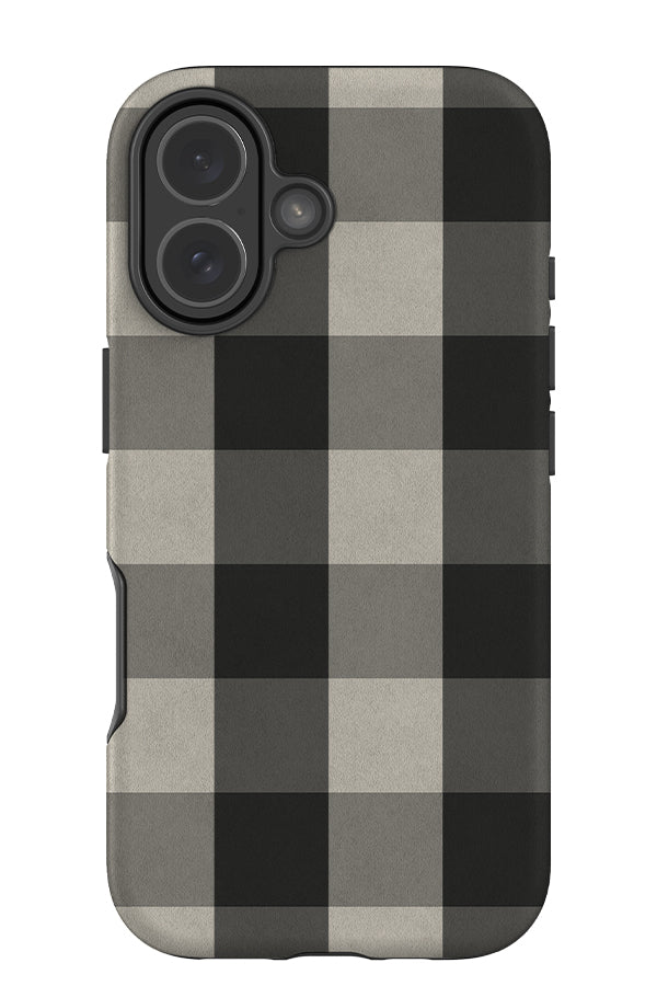 classic paper check tough phone case with monochrome gingham checks