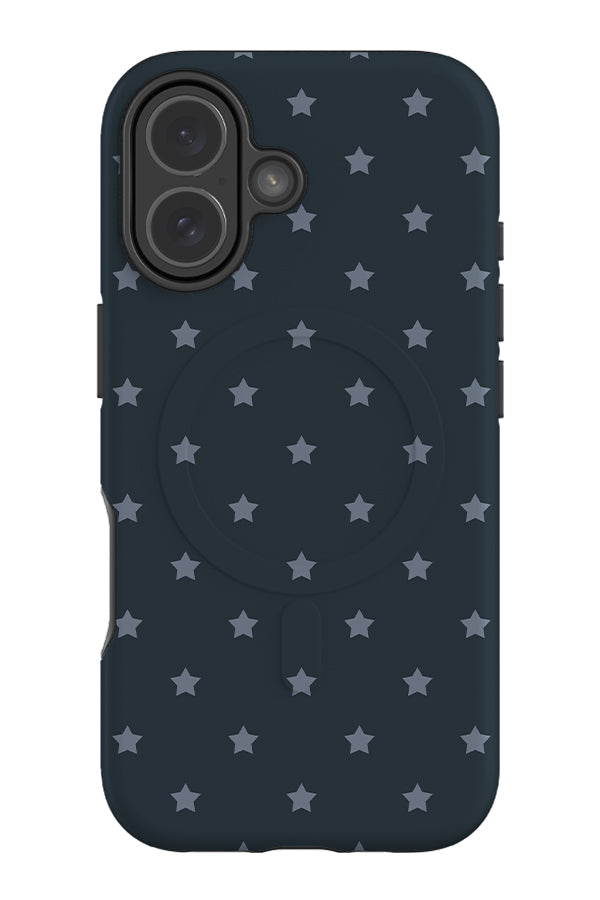 Continuous star MagSafe phone case with a uniform starry pattern in blue