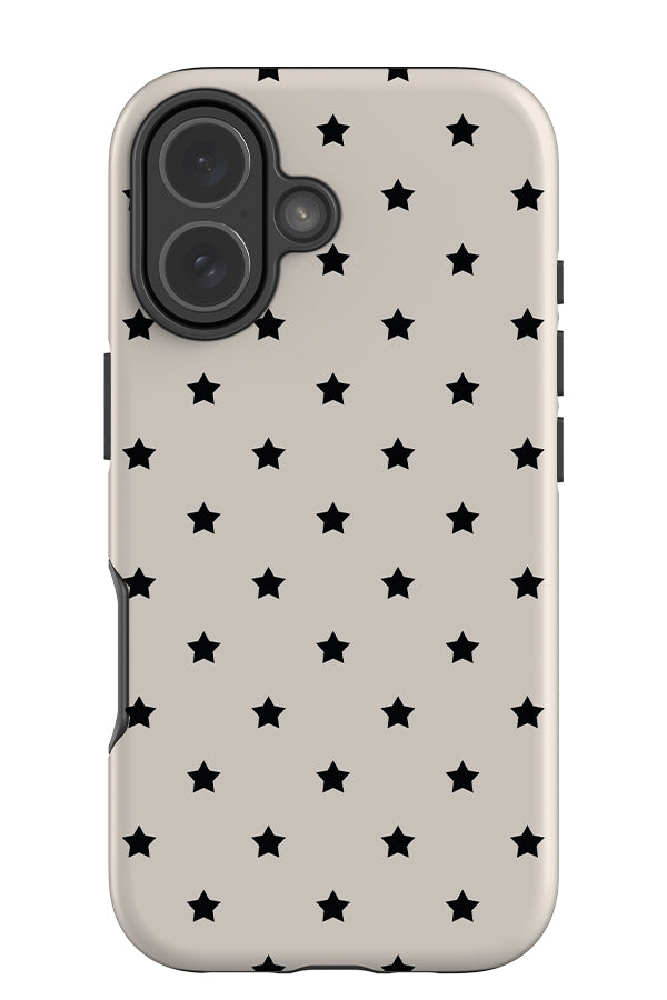 Continuous star tough phone case with a uniform star pattern in beige