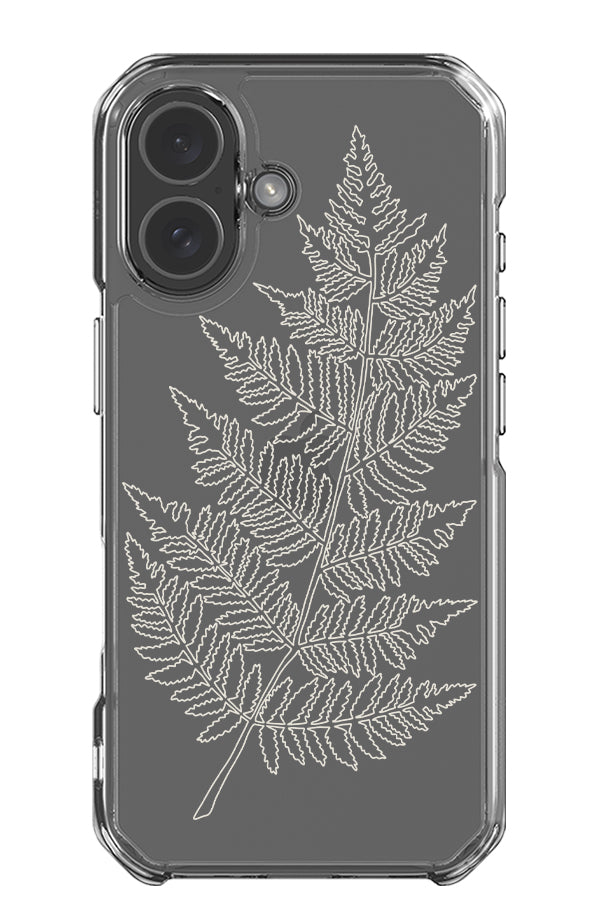 fern line clear impact phone case with a line drawing fern leaf in beige