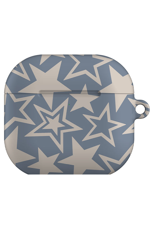 field star airpod gen 4 case with a Y2K abstract star pattern in blue