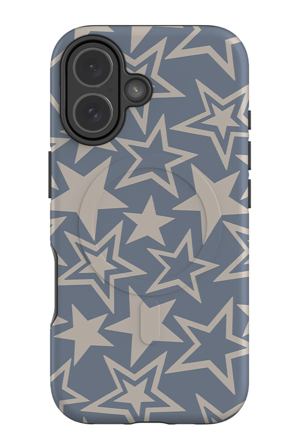 Field star MagSafe phone case with Y2K abstract stars in blue
