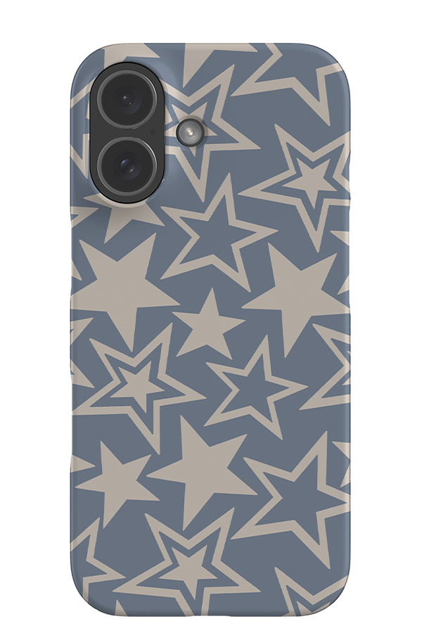 Field star snap phone case with abstract y2k stars in blue