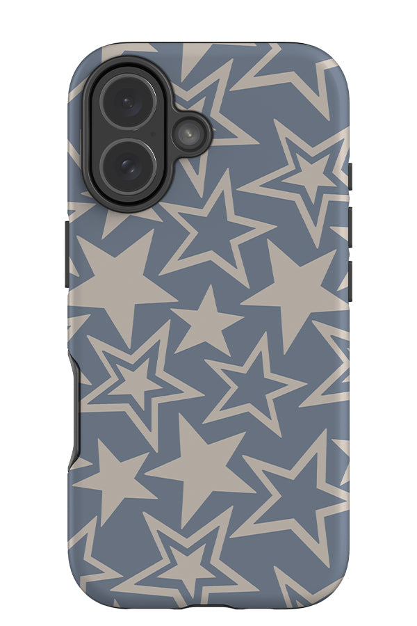 Field star tough phone case with abstract y2k stars in blue