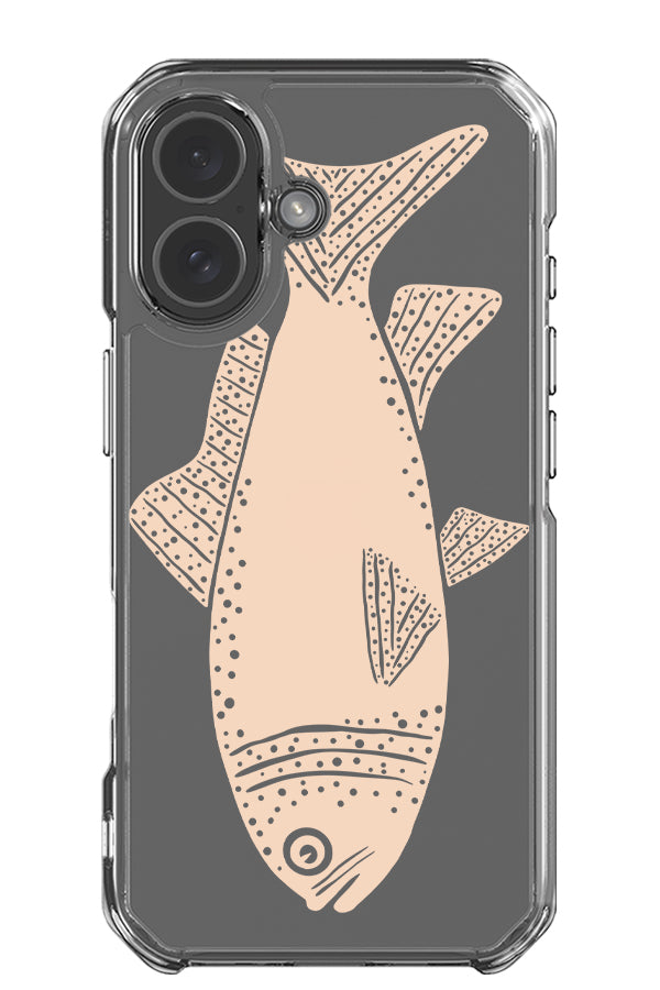 Fish clear impact phone case with a large, bold fish illustration in beige