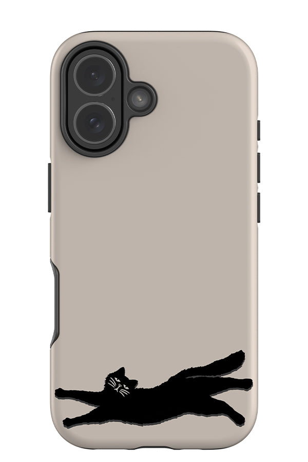 grumpy cat tough phone case with a beige background and black cat illustration