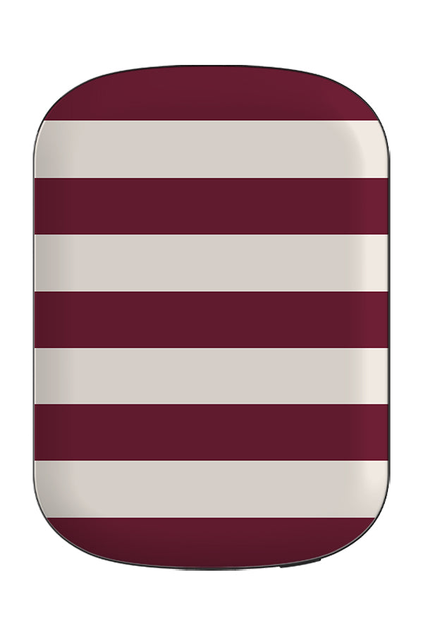 harbour line MagSafe ChargePod power bank front view with horizontal burgundy red and white stripes