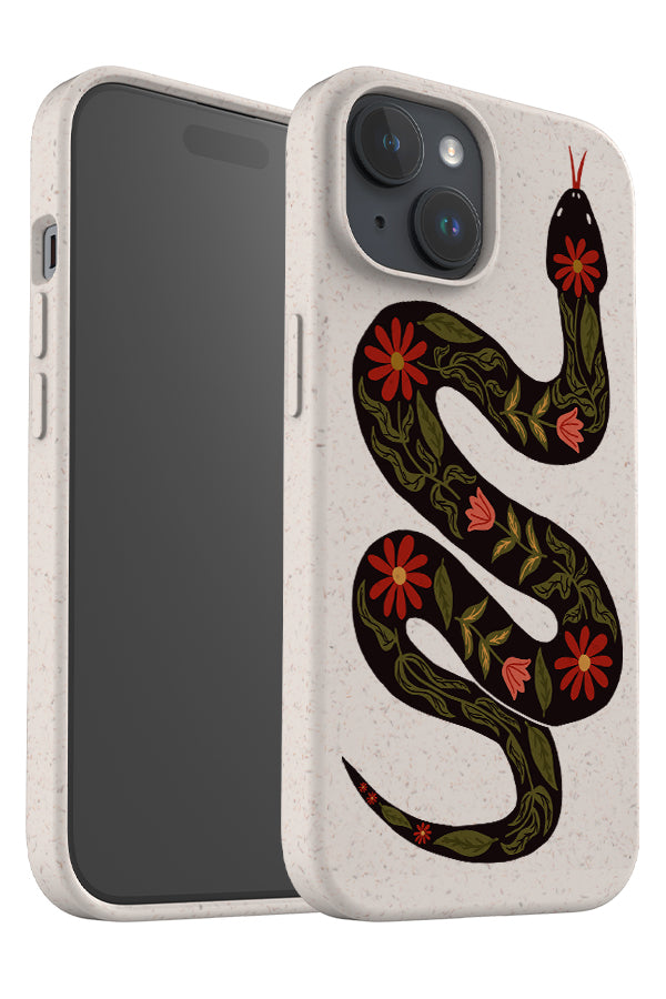 Floral Snake Eco Bamboo Phone Case (Black) | Harper & Blake