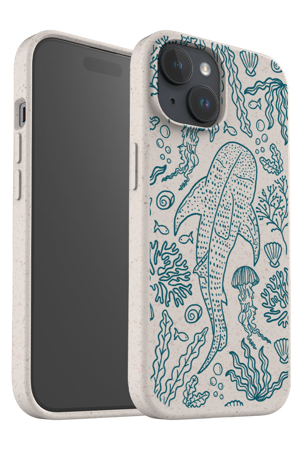 Whale Shark Coral Reef Eco Bamboo Phone Case (Blue) | Harper & Blake