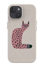 Bold Graphic Cat Eco Bamboo Phone Case (Pink)