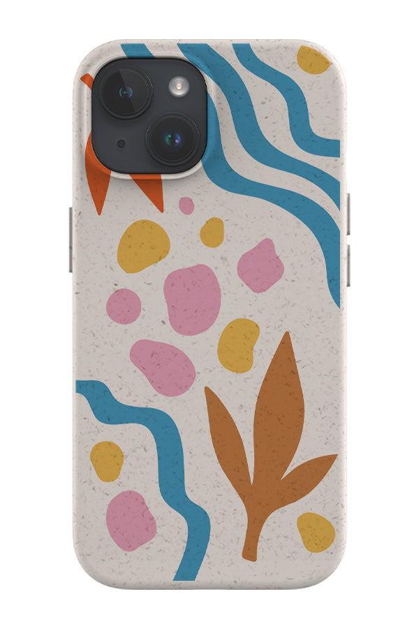 Leaf Abstract Eco Bamboo Phone Case (Blue Sand)