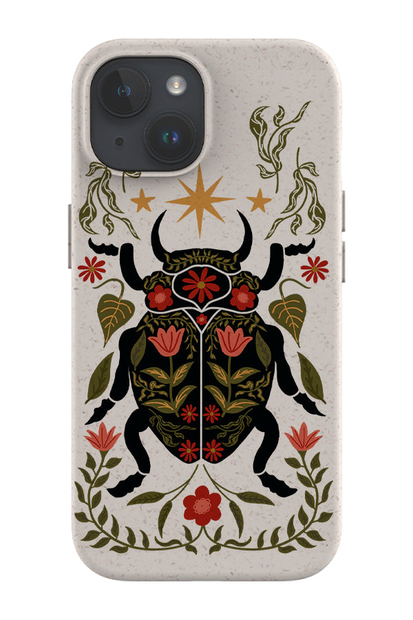 Floral Beetle Eco Bamboo Phone Case (Black)