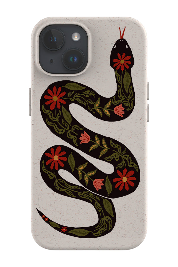 Floral Snake Eco Bamboo Phone Case (Black) | Harper & Blake