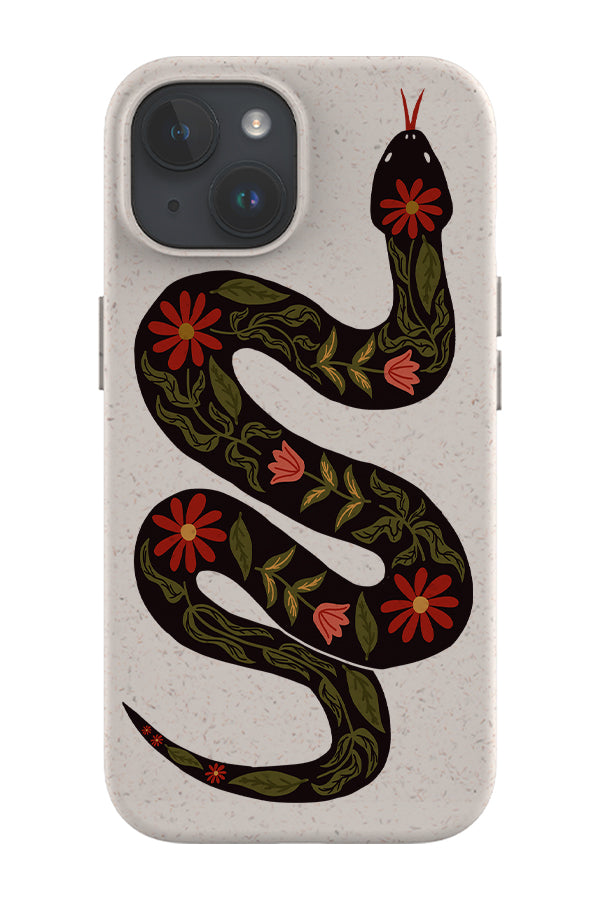 Floral Snake Eco Bamboo Phone Case (Black)