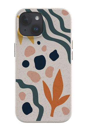 Leaf Abstract Eco Bamboo Phone Case (Green Orange) | Harper & Blake
