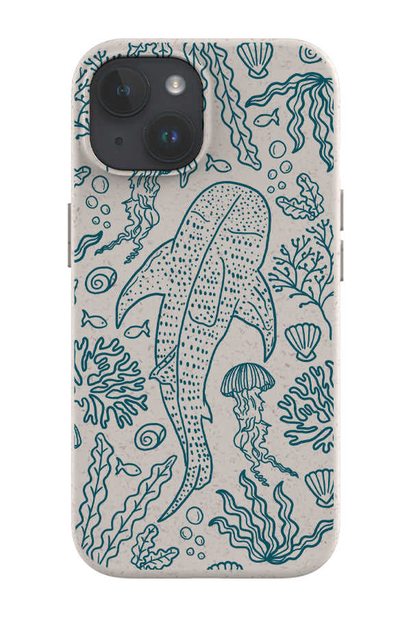 Whale Shark Coral Reef Eco Bamboo Phone Case (Blue) | Harper & Blake