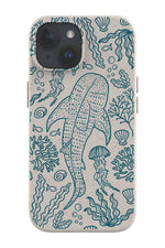Whale Shark Coral Reef Eco Bamboo Phone Case (Blue)
