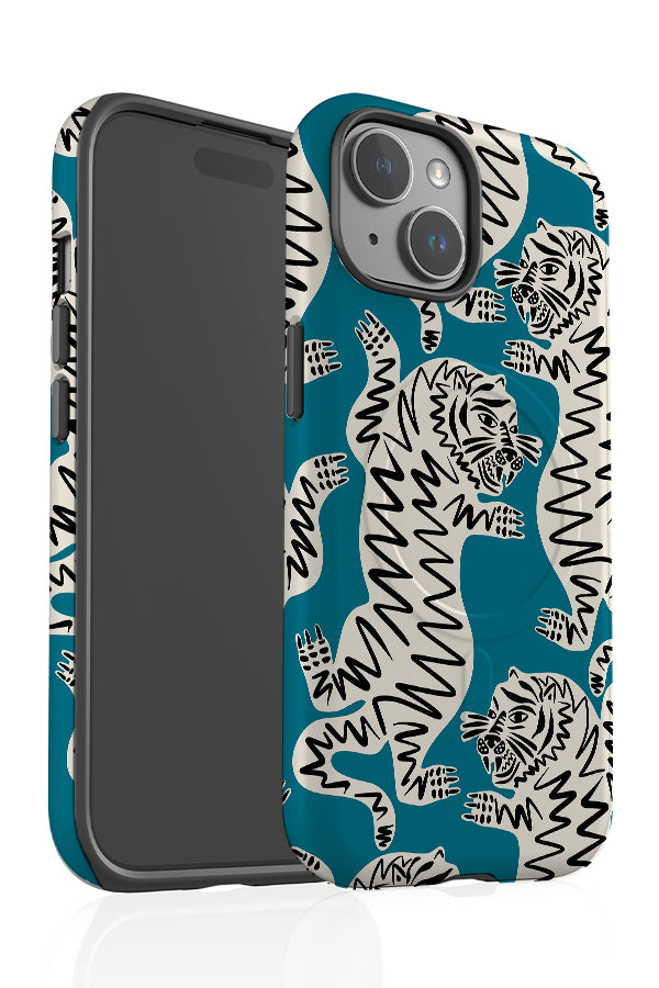 Abstract Tiger MagSafe Phone Case (Beige Blue) | Harper & Blake